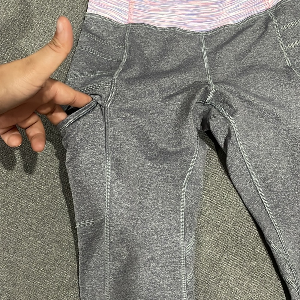 COPY - Ivivva Gray Crops size 12 with pink and purple waistband - Picture 2 of 13